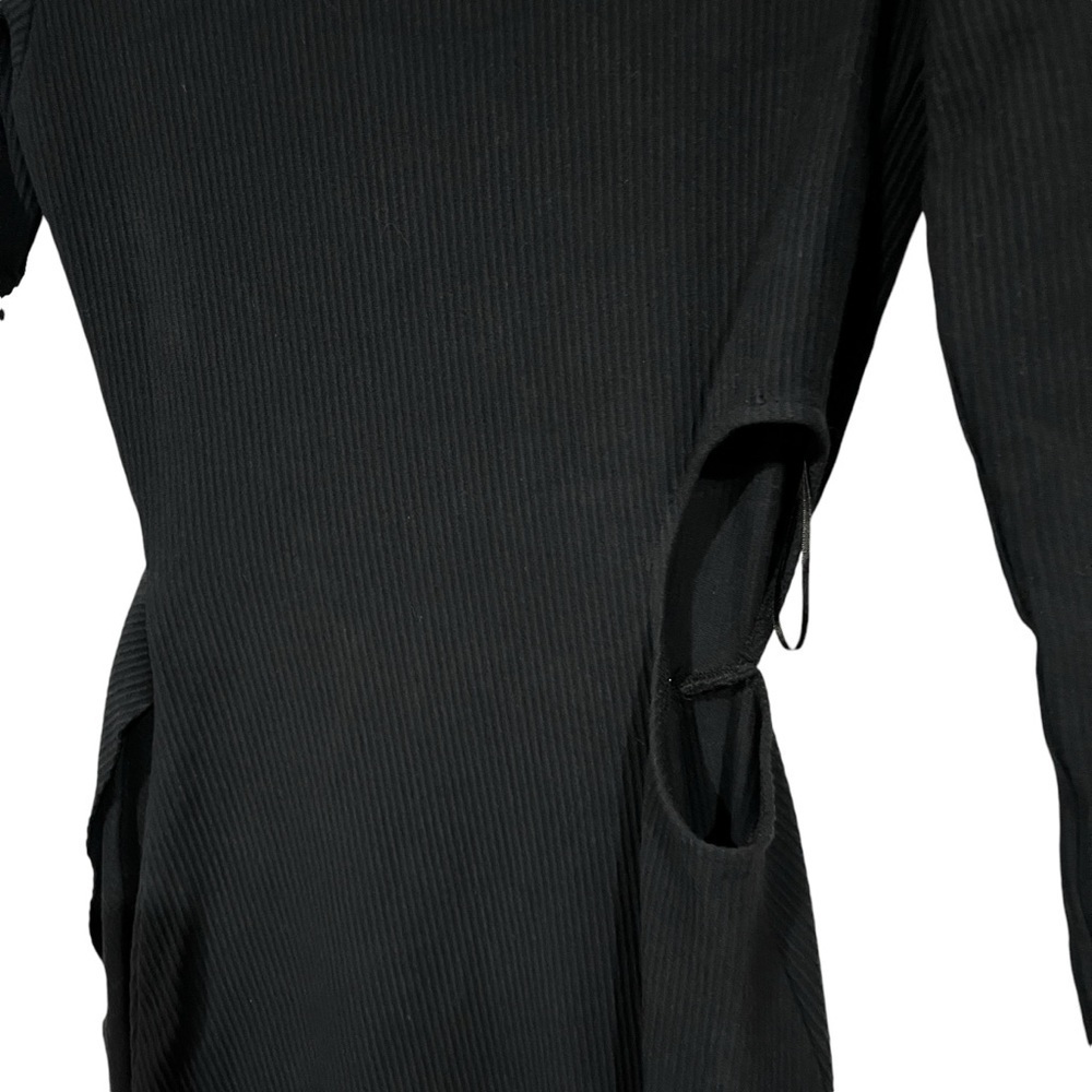Cult Gaia Tina Side Knot Cutout Ribbed Knit Midi Dress Black XS Long Sleeve - Picture 5 of 9